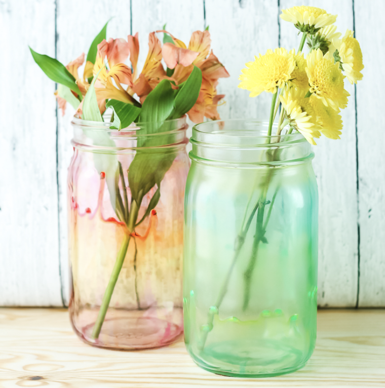 Water-color painted mason jar DIY project