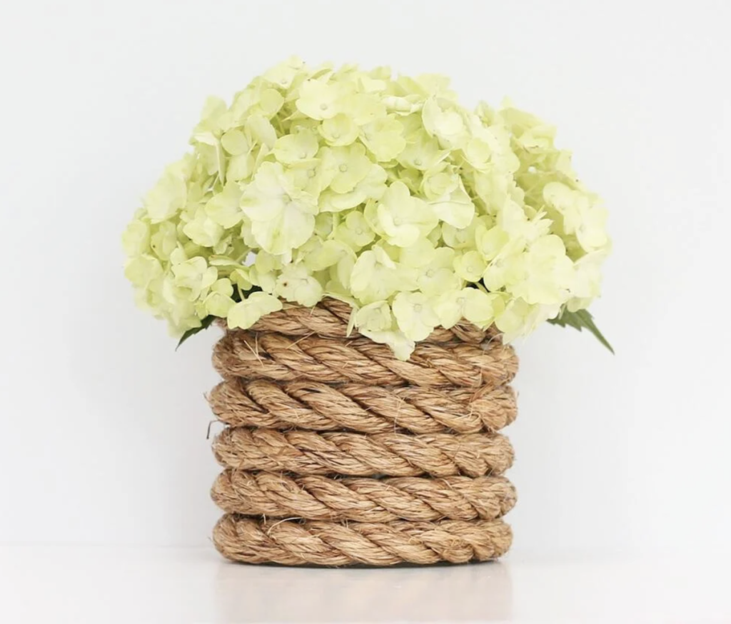 Rope-wrapped decorative vase